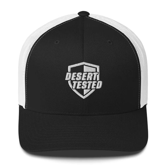 Desert-Tested Black & White Mesh Snap-Back Hat